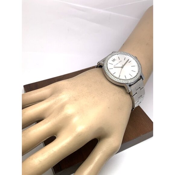 Michael Kors Women's Watch MK7347 Corey Quartz Gemmed Silver Stainless Steel - Picture 5 of 14